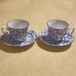 Vintage Blue Provence Cup and Saucer Set of 2